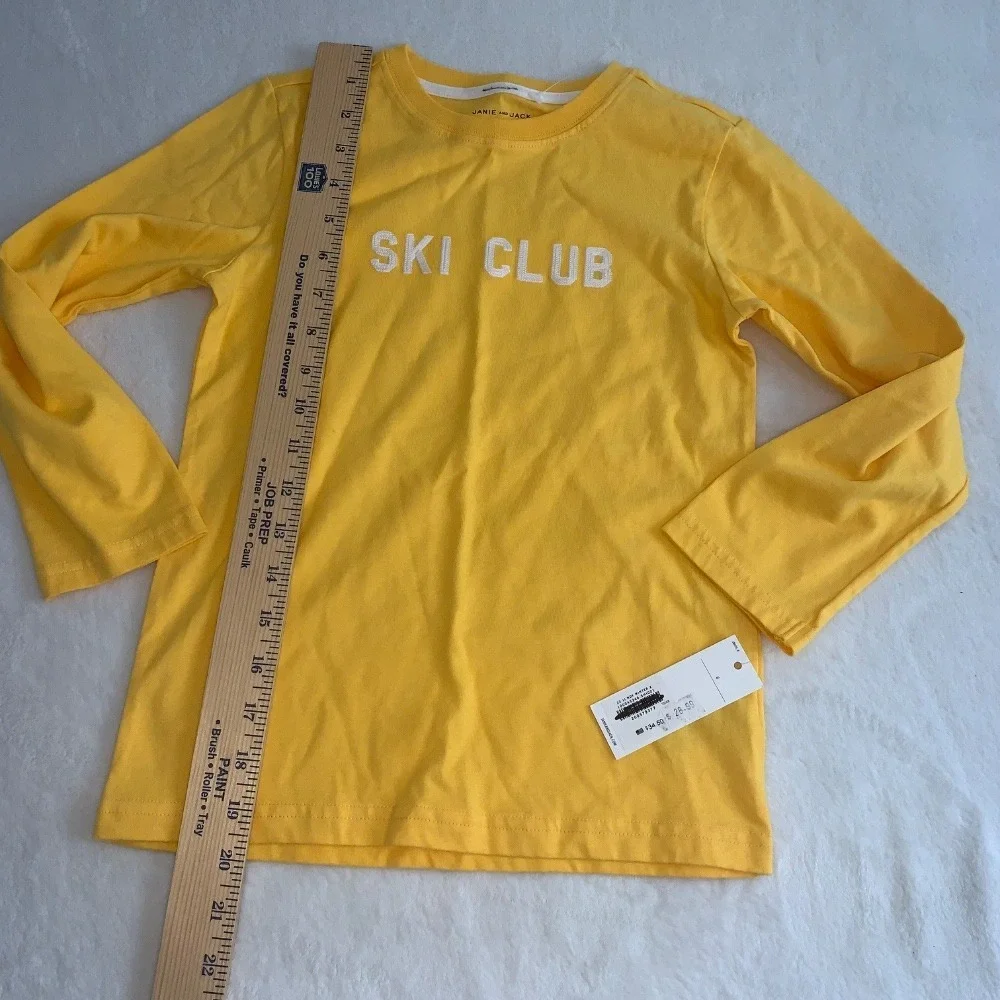 Janie and Jack yellow white long sleeve tee ski new with‎ tags